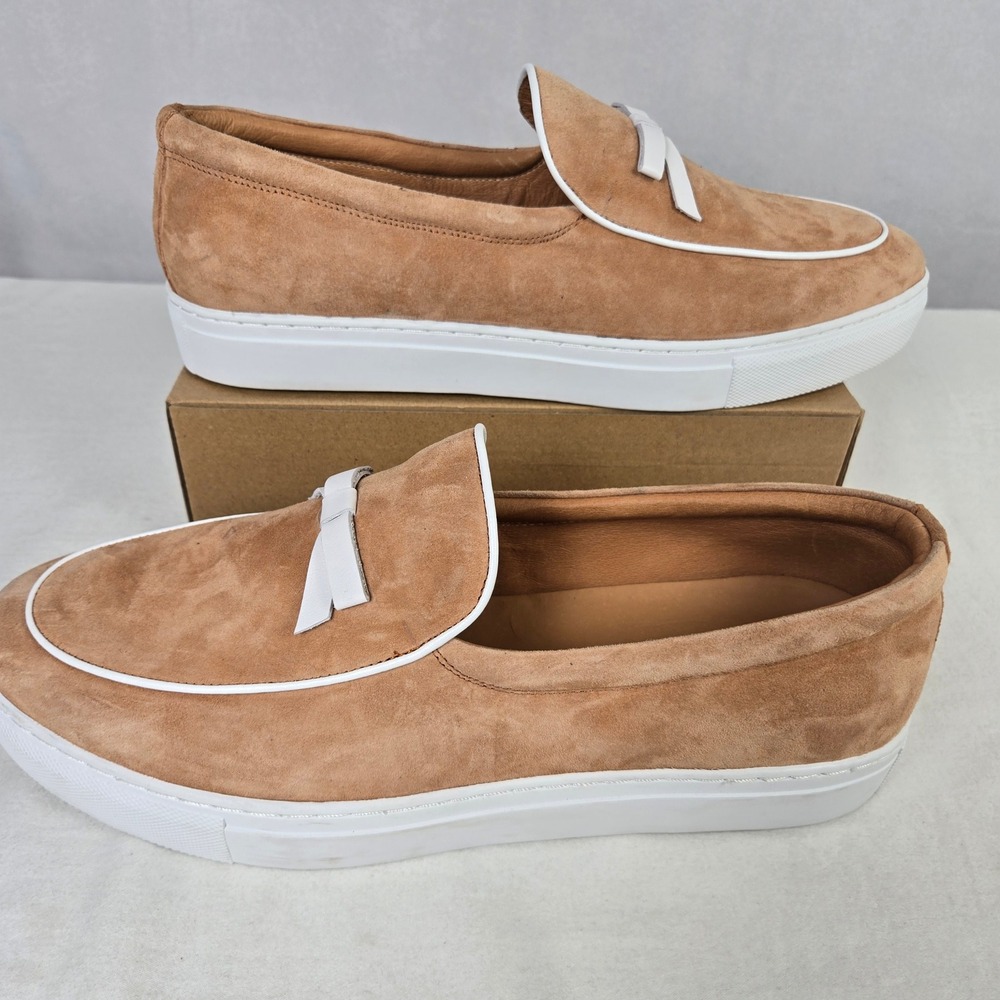 Marc Nolan Odell Belgian Loafer Tan Suede Bow Slip On Sneakers Mens 9 Comfort